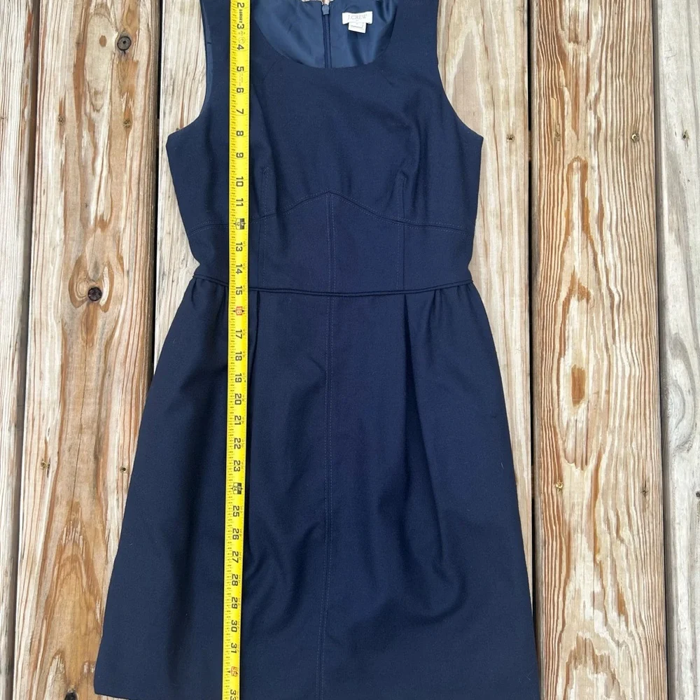 J.Crew Dress Sz‎ 2 Allie In Festival Blue Wool Blend Sleeveless Sheath